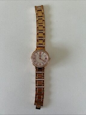 Fossil Rose Gold Tone Bracelet Watch with Crystal Accents